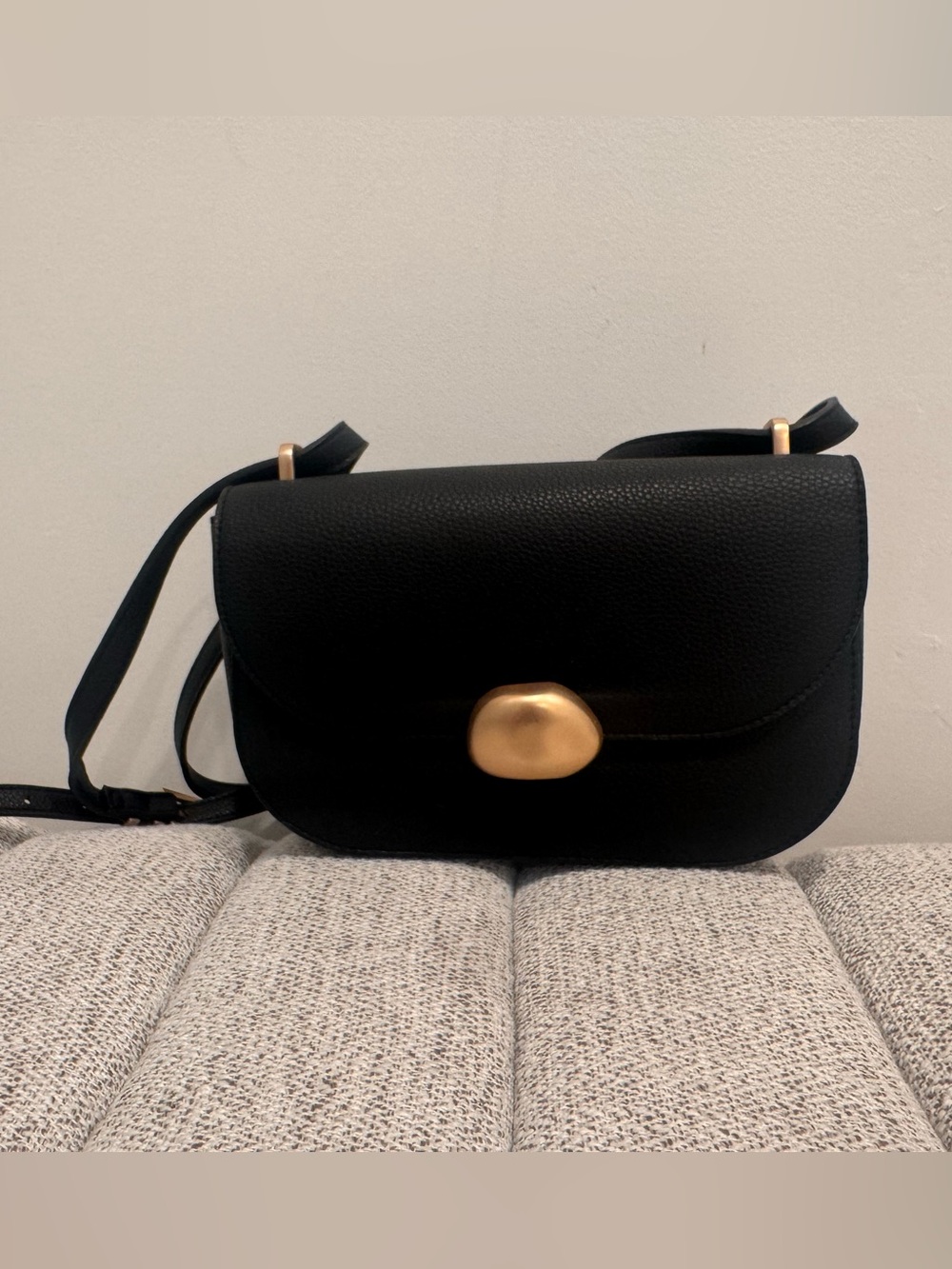 Target Black Pebbled Crossbody Bag with Gold Hardware